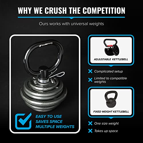 Adjustable Kettlebell Handle for Weight Plates, Home or Gym Workout E835