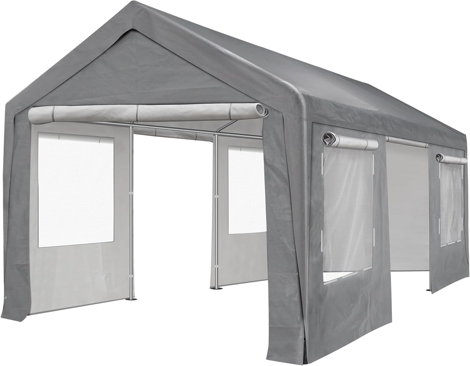 10x20 ft Portable Carport Garage with Heavy Duty Metal Frame and Roll-up Doors S248825