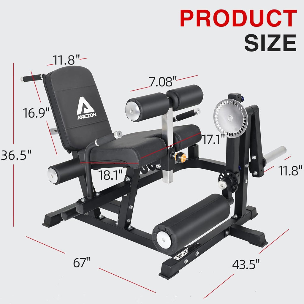 Leg Extension and Curl Machine with Adjustable Seat, Plate Loaded for Home Gym G3230