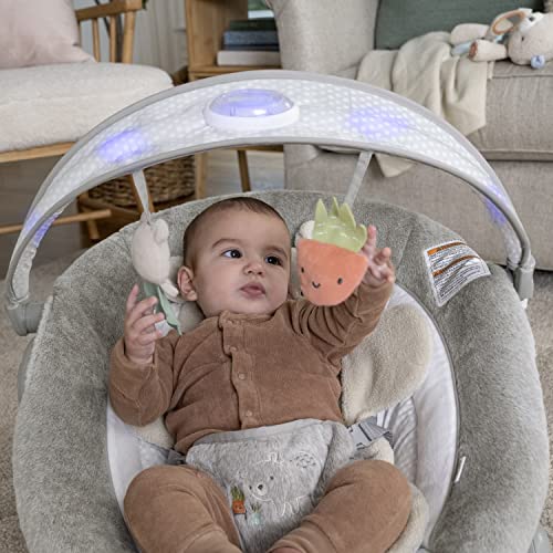 Baby Bouncer Seat with Light-Up Toy Bar and Tummy Time Pillow Mat H911