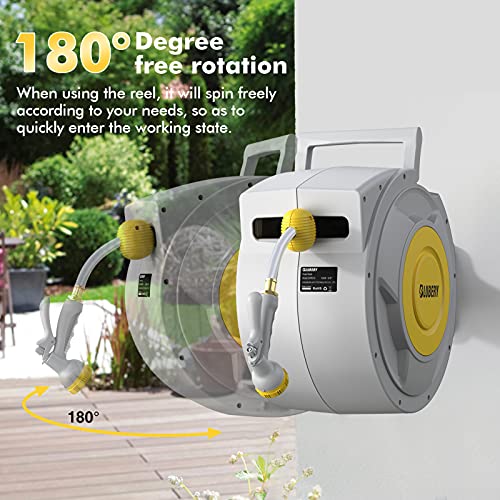 Retractable Garden Hose Reel, Heavy Duty, Wall Mounted H9826