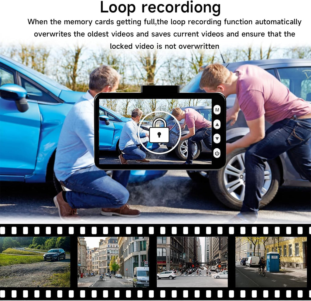 4K UHD Dash Cam with 3" IPS Screen, Night Vision, 170° Wide Angle C943