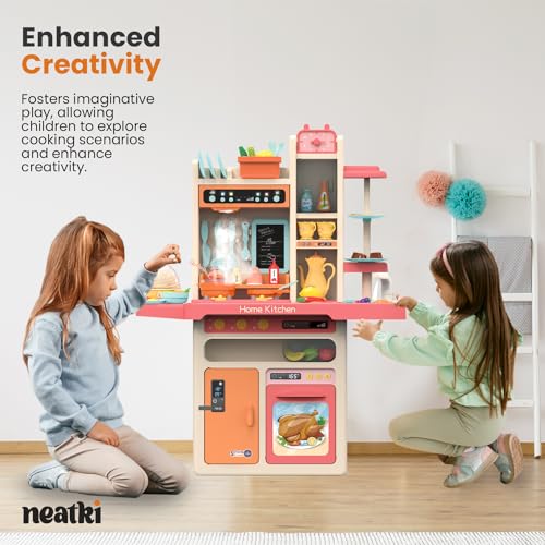 Kids' Play Kitchen Set with Lights and Sounds, 65 Pieces O3239