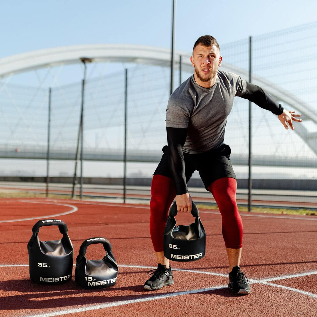 Portable Sand Kettlebell - Soft Sandbag Weight - 35lb / 15.9kg - Black Q594