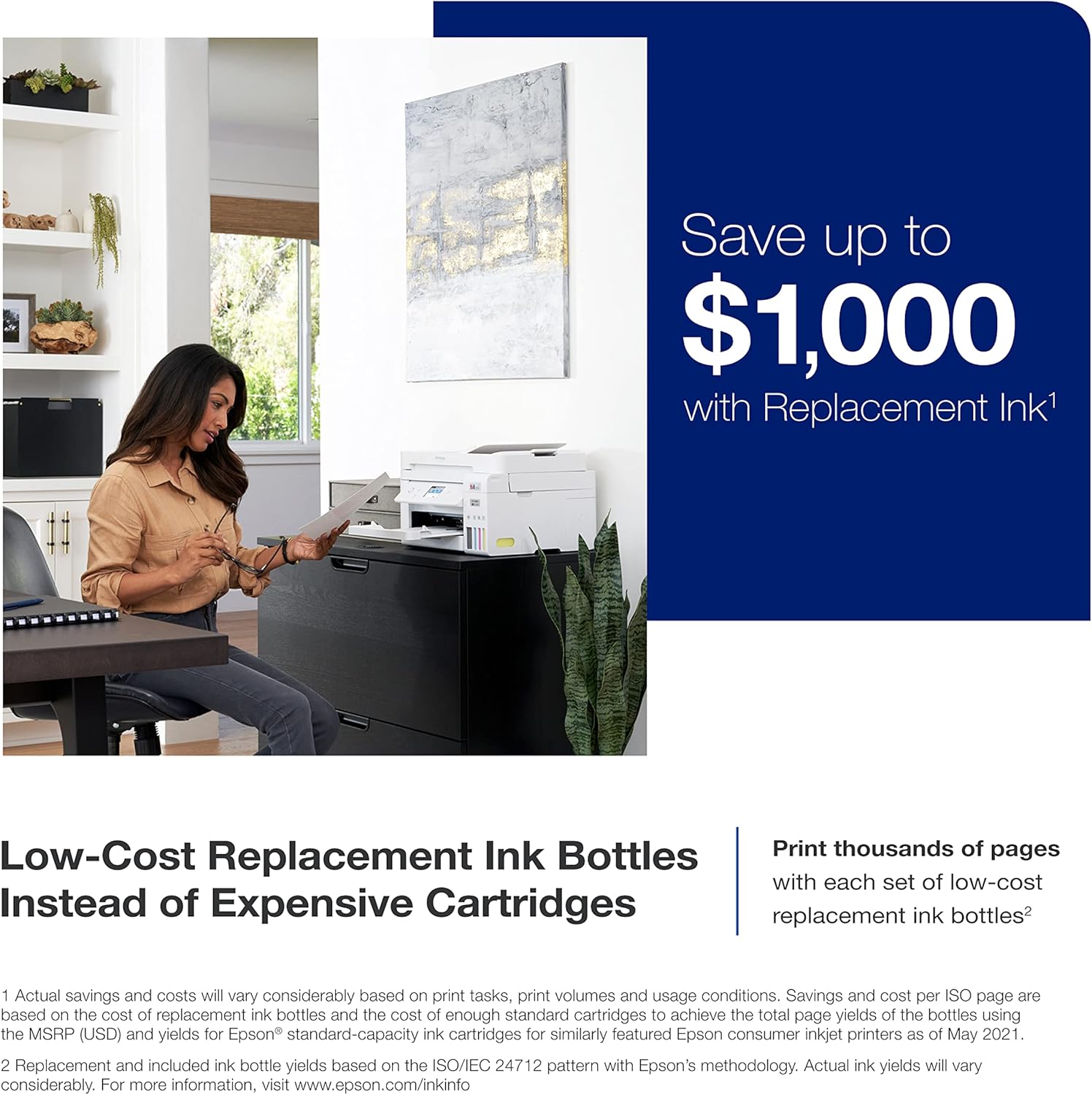 Wireless All-in-One Supertank Printer with Scanner, Wide-Format Printing up to 13" x 19" F550