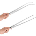 Aquarium Tweezers Extra Long 15 inches Feed Tong clamps - FEITA Straight and Curved Stainless Steel 38cm Tweezers Set for Fish Tank Plants Aquascape Tools & Reptile Feeding Tongs - Black 2Pcs