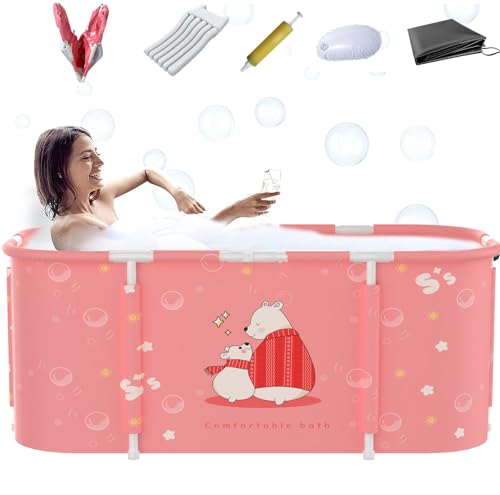 Portable Bathtub For Shower Stall, Large 47 inch Foldable Soaking Bathing Tub for Adults, Separate Family Bathroom Japanese SPA Collapsible Tub, Ideal for Hot Bath Ice Bath