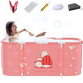 Portable Bathtub For Shower Stall, Large 47 inch Foldable Soaking Bathing Tub for Adults, Separate Family Bathroom Japanese SPA Collapsible Tub, Ideal for Hot Bath Ice Bath