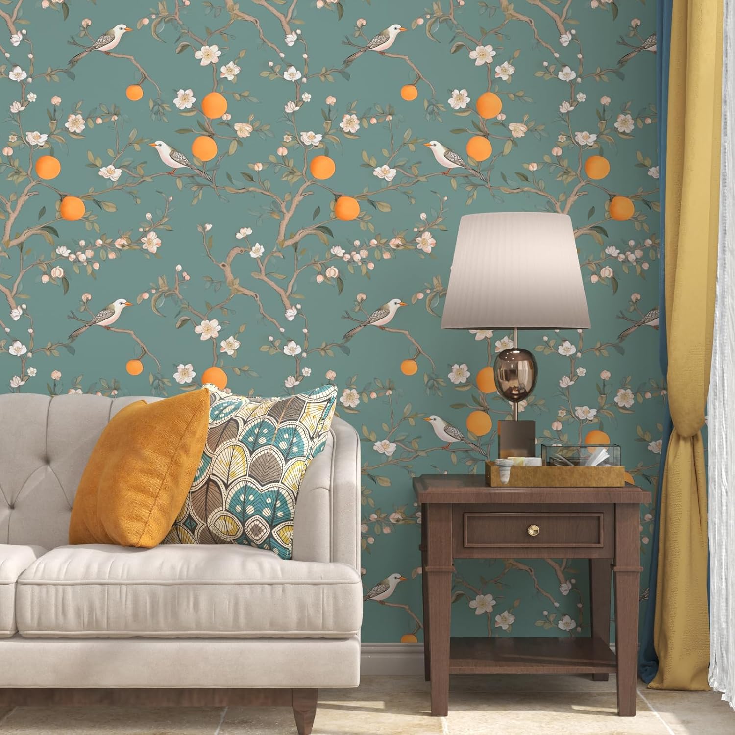Botanical Peel and Stick Wallpaper, Waterproof Removable, 17.5" x 118" F276058