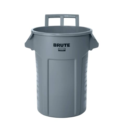 Vented Wheeled Trash Container, 32 Gal, Gray F3598