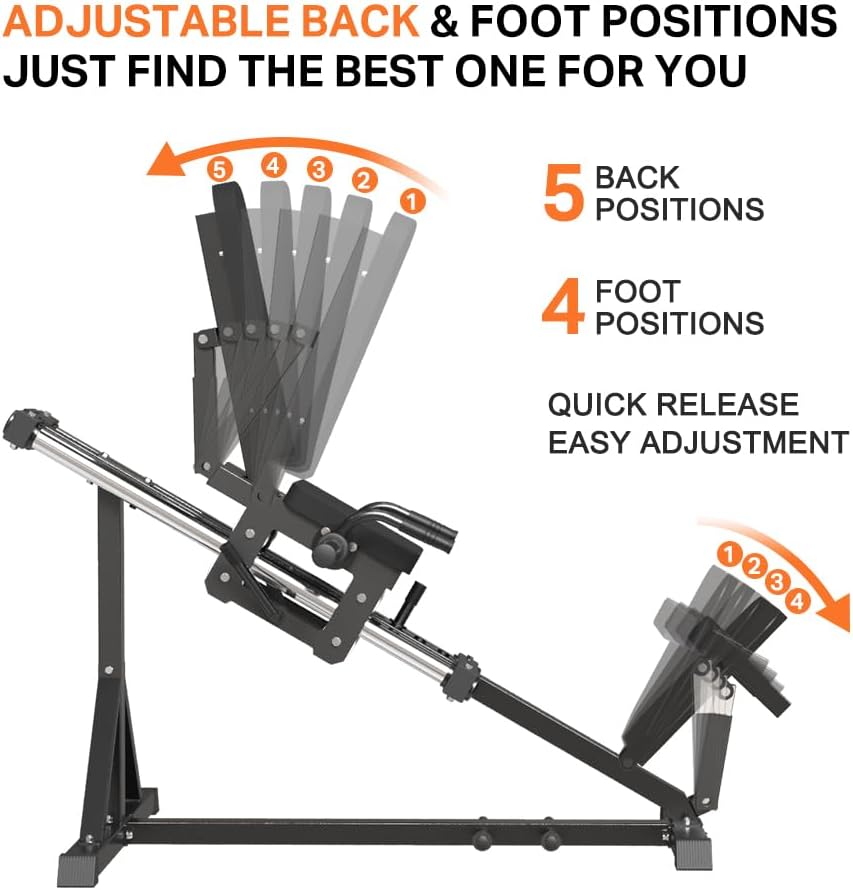 Compact Leg Press Machine with Calf Block, Plate-Loaded, 1000LBS Capacity I6143