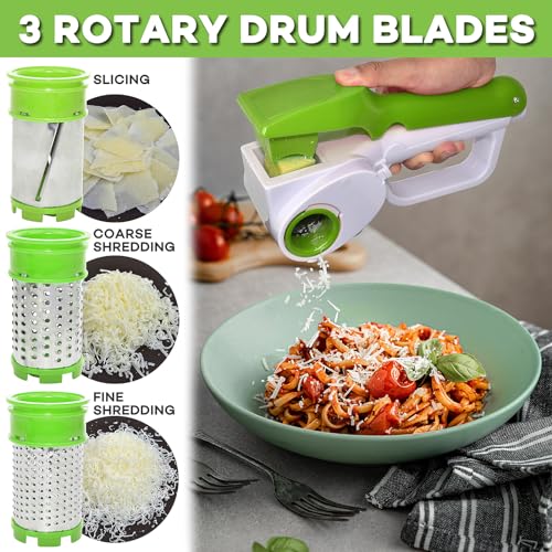 Electric Cheese Grater for Hard Cheeses, Cordless Handheld Rotary Slicer for Parmesan E900