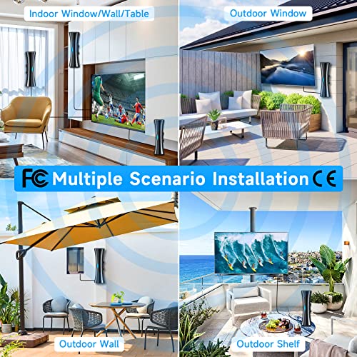 TV Antenna for Smart TV, Indoor Outdoor with Amplifier, 33ft Coax Cable E42853