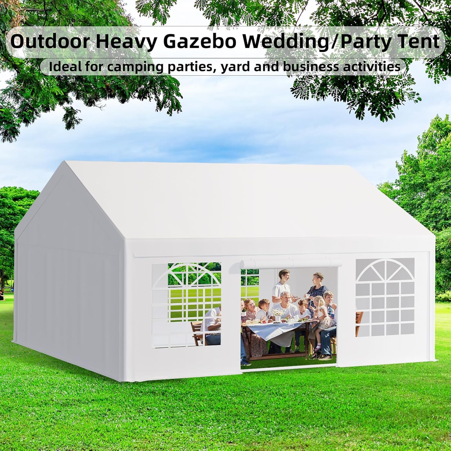 20 x 20 FT Outdoor Party Tent Canopy with Removable Sidewalls, White R736426