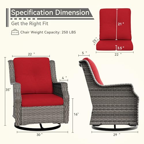 Outdoor Swivel Rocker Patio Chair with Olefin Fabric Cushions H736376
