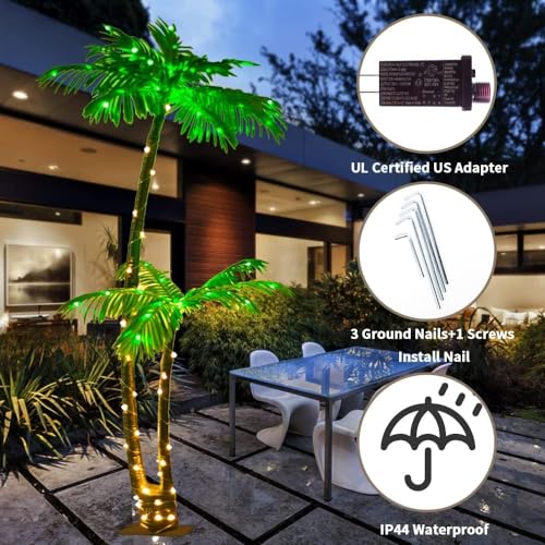 Lighted Palm Tree Outdoor Christmas Decorations with 121 LED Lights L941076