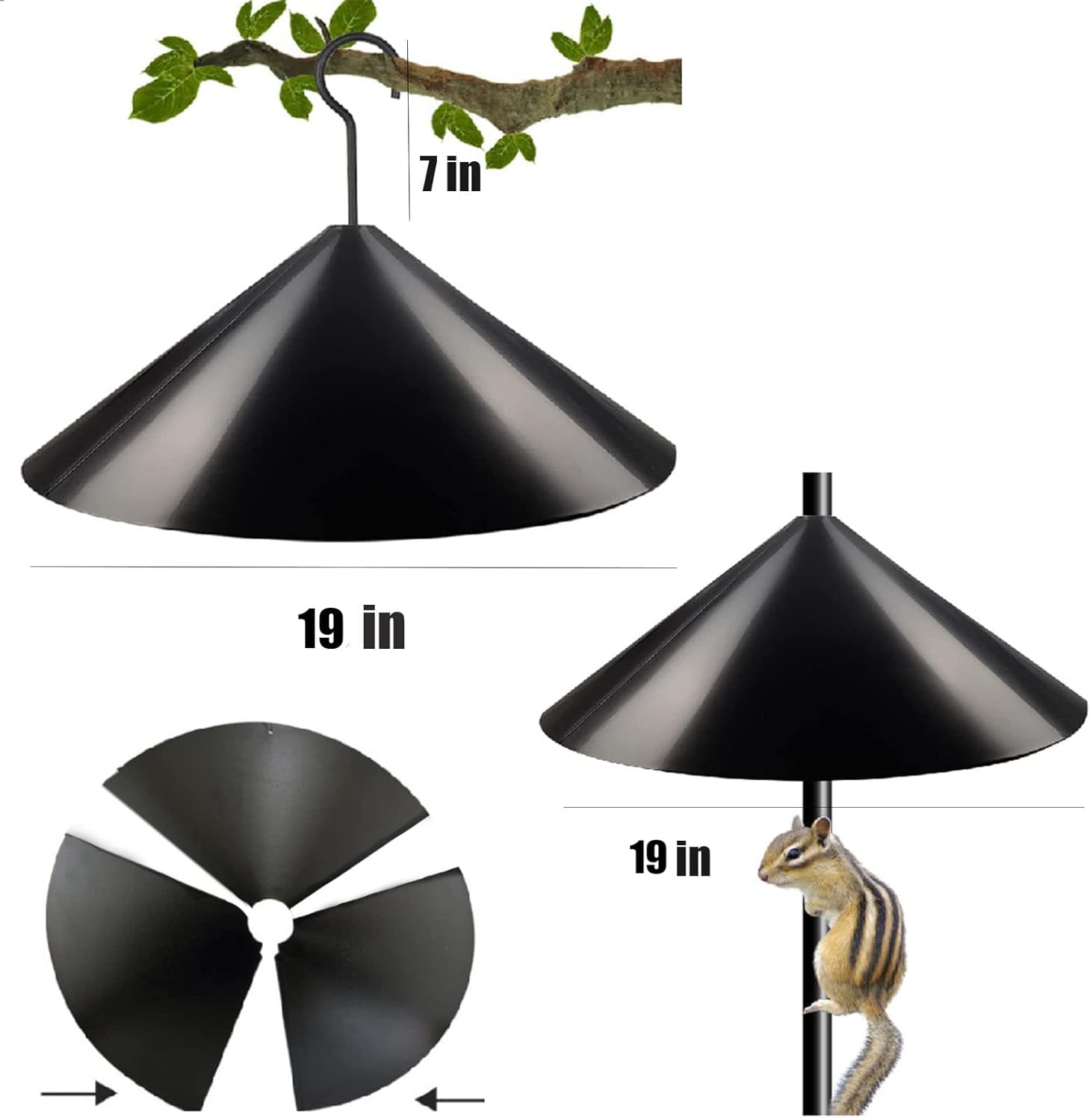 Squirrel Proof Baffle for Bird Feeder Pole with Rain Guard W395512
