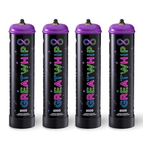 GreatWhip 600g Whipped Cream Charger Cylinder Food Grade High Capacity Pure Whip Cream Tank Cartridge,GreatWhip Infinite-(6 Cylinders)
