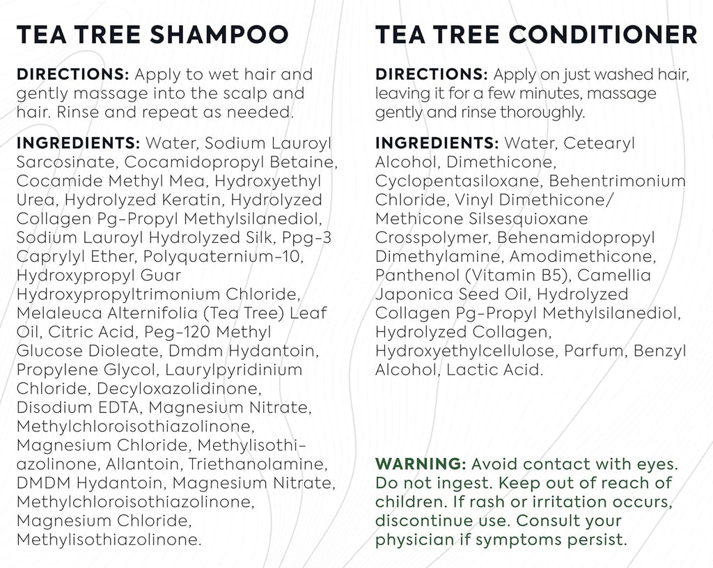 Tea Tree Oil Shampoo and Conditioner Set for Dandruff and Itchy Scalp D89879