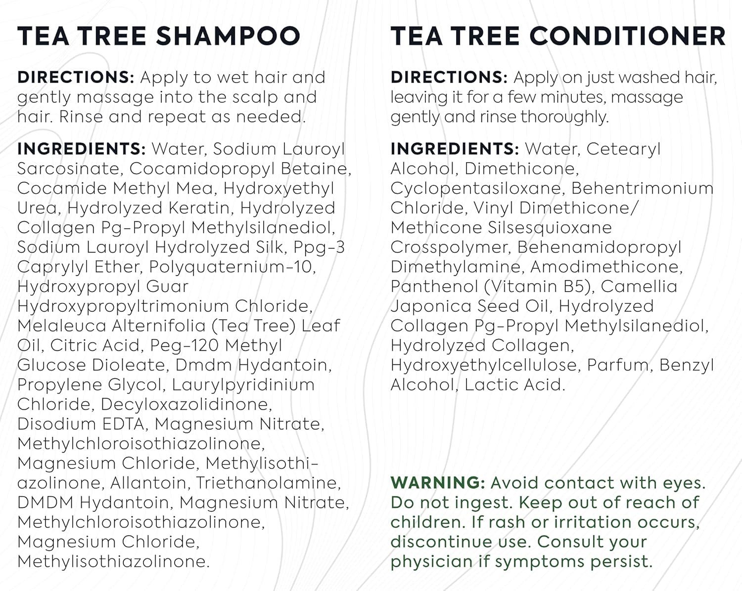 Tea Tree Oil Shampoo and Conditioner Set for Dandruff and Itchy Scalp D89879