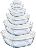 Duralex - Lys Clear Stackable Glass Bowl with White Lid, Set of 6 Sizes