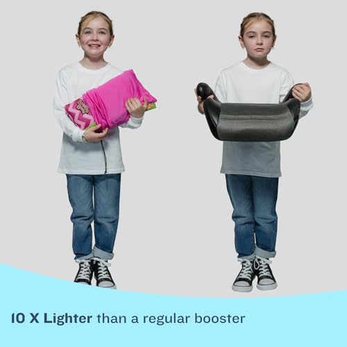 Inflatable Booster Car Seat for Travel - Portable Narrow Backless Seat for Toddlers, Kids - Pink N752