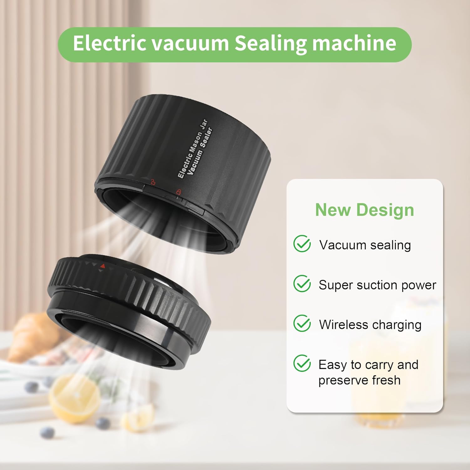 Mason Jar Vacuum Sealer Kit for Wide and Regular Mouth Jars Y127