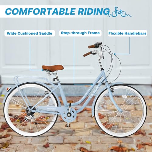 Women's 26 Inch Beach Cruiser Bike, 7 Speed Y624182