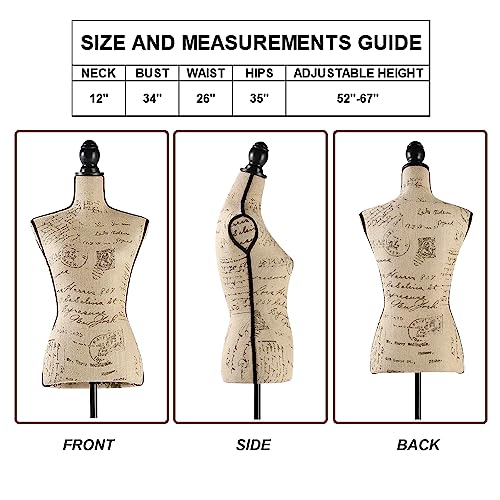 Dress Form Mannequin with Adjustable Tripod Stand for Sewing and Display R256