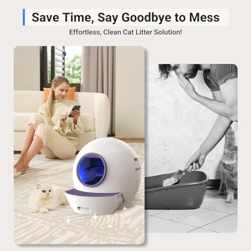 Self-Cleaning Litter Box for Multiple Cats with 2-Pack Litter, App Control, Odor-Free J6159