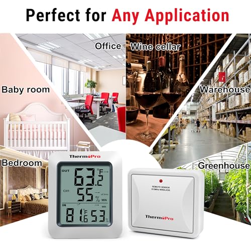 Digital Hygrometer Indoor Outdoor Thermometer with Wireless Humidity Monitor Q784