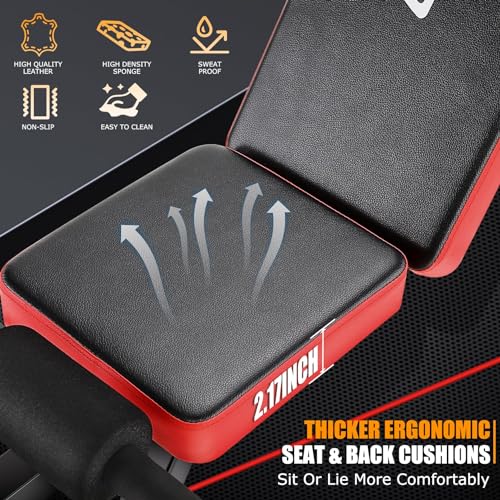 Weight Bench with Squat Rack, 6-in-1 Foldable Bench Press Set, Adjustable Incline Flat Decline, Strength Training for Home Gym R62045