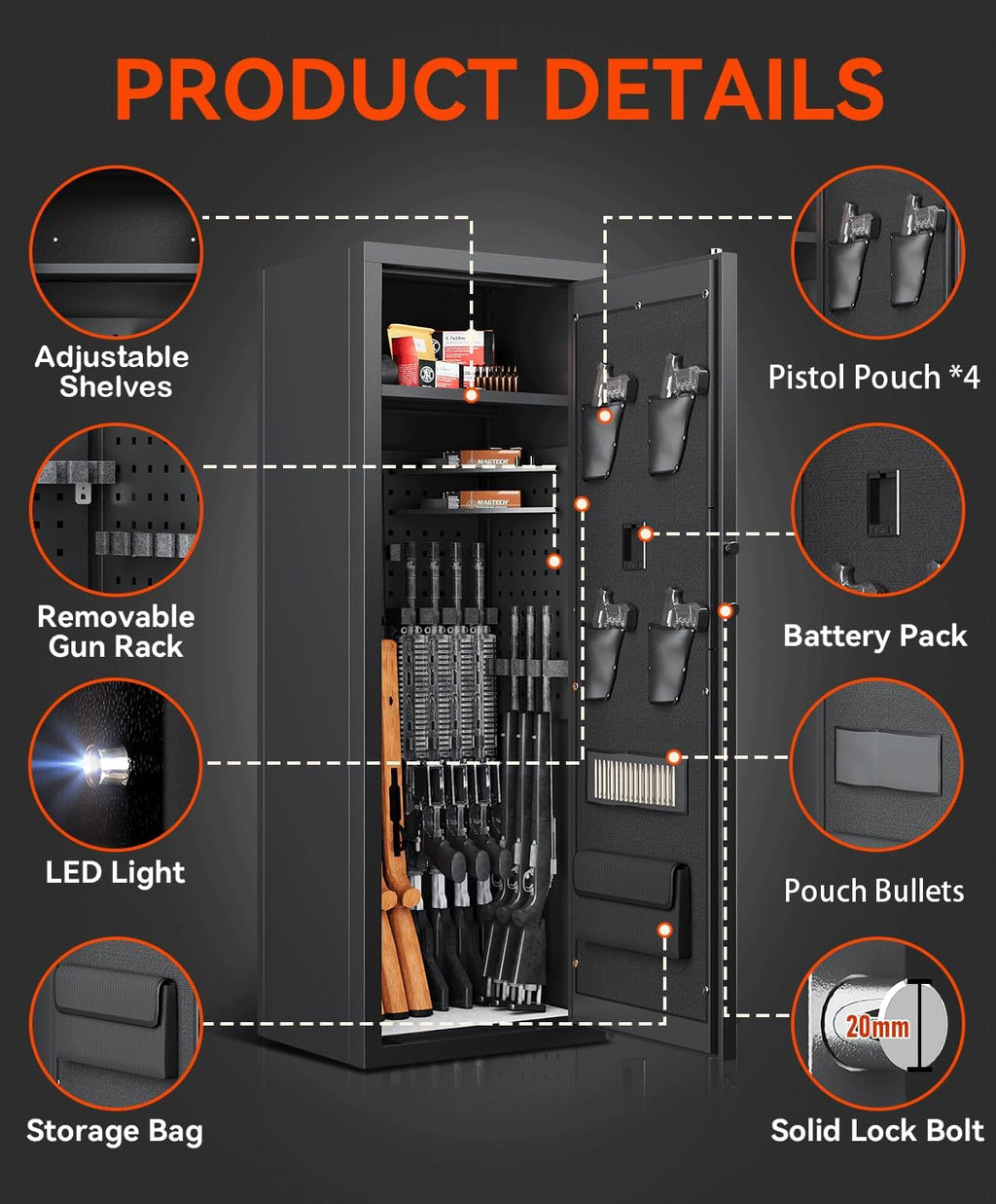Large Gun Safe for Rifles and Pistols with Fingerprint Lock P557369