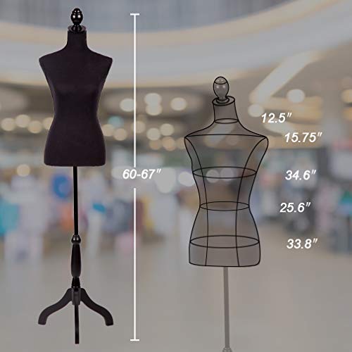 Manikin 60"-67" Height Adjustable Female Dress Form Display Torso with Tripod Stand, White W497