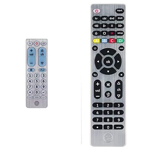 GE Big Button Universal Remote Control, Silver & Universal Remote Control for Samsung, Vizio, LG, Sony, Sharp, Roku, Apple TV, TCL, Panasonic, Smart TVs, Silver