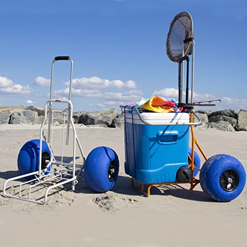 Folding Beach Cart with 13 Inch Balloon Wheels and Cooler Dolly L68214