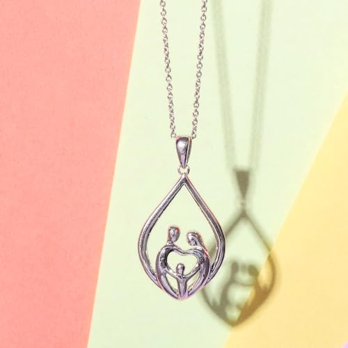 Family Necklace Pendant in Sterling Silver 18" Rolo Chain H85807