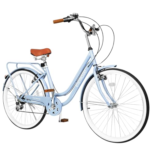 26 Inch Womens Bike, Beach Cruiser Bike for Women, Hybrid Cruiser Bike with 7 Speed, Adjustable Seat, Lightweight Women Beach Cruiser Bike with Anti-Skid Tires, Multi Colors
