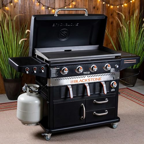 36 Inch 4 Burner Gas Grill with Air Fryer, Stainless Steel Outdoor Griddle Station H658
