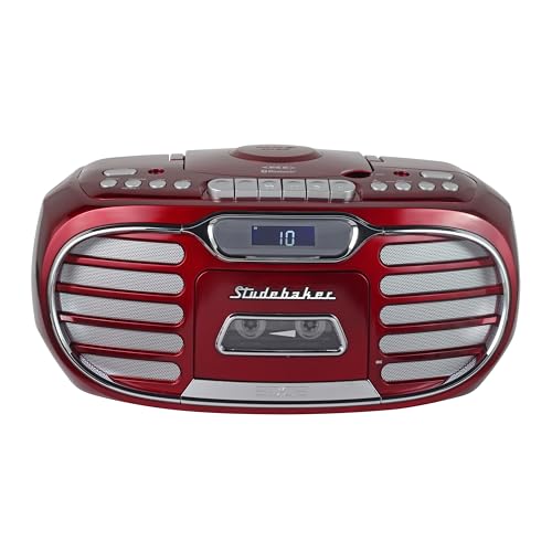 Retro Bluetooth Boombox with CD, Cassette, and AM/FM Radio I7334