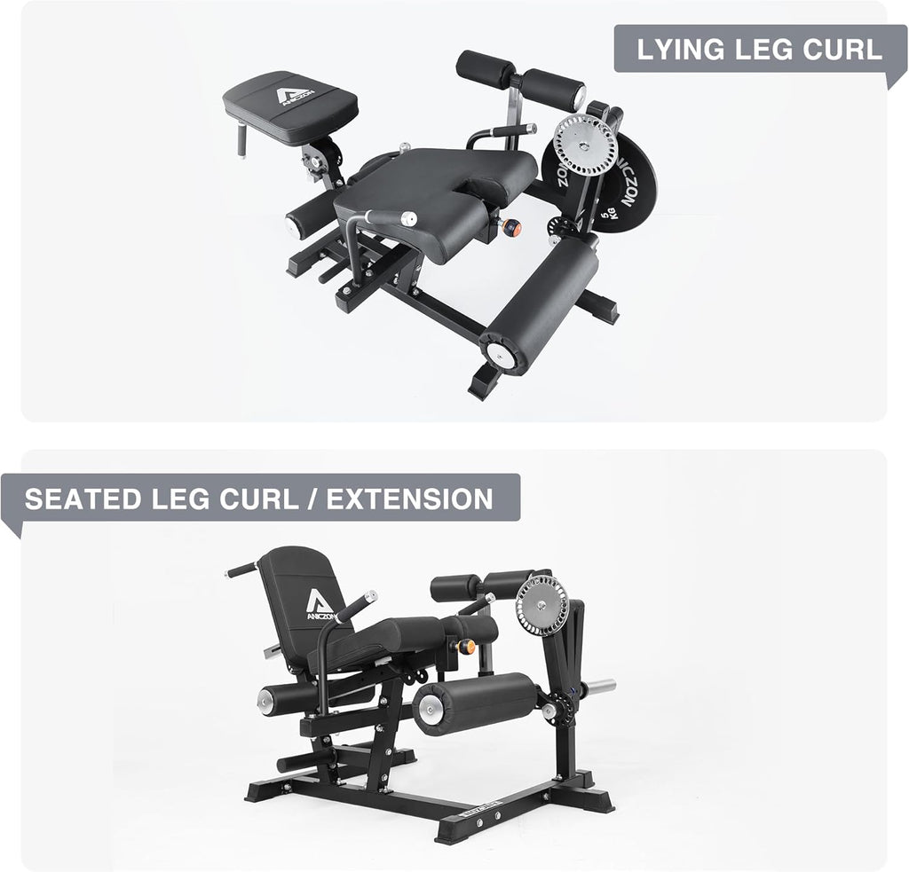 Leg Extension and Curl Machine with Adjustable Seat, Plate Loaded for Home Gym G3230