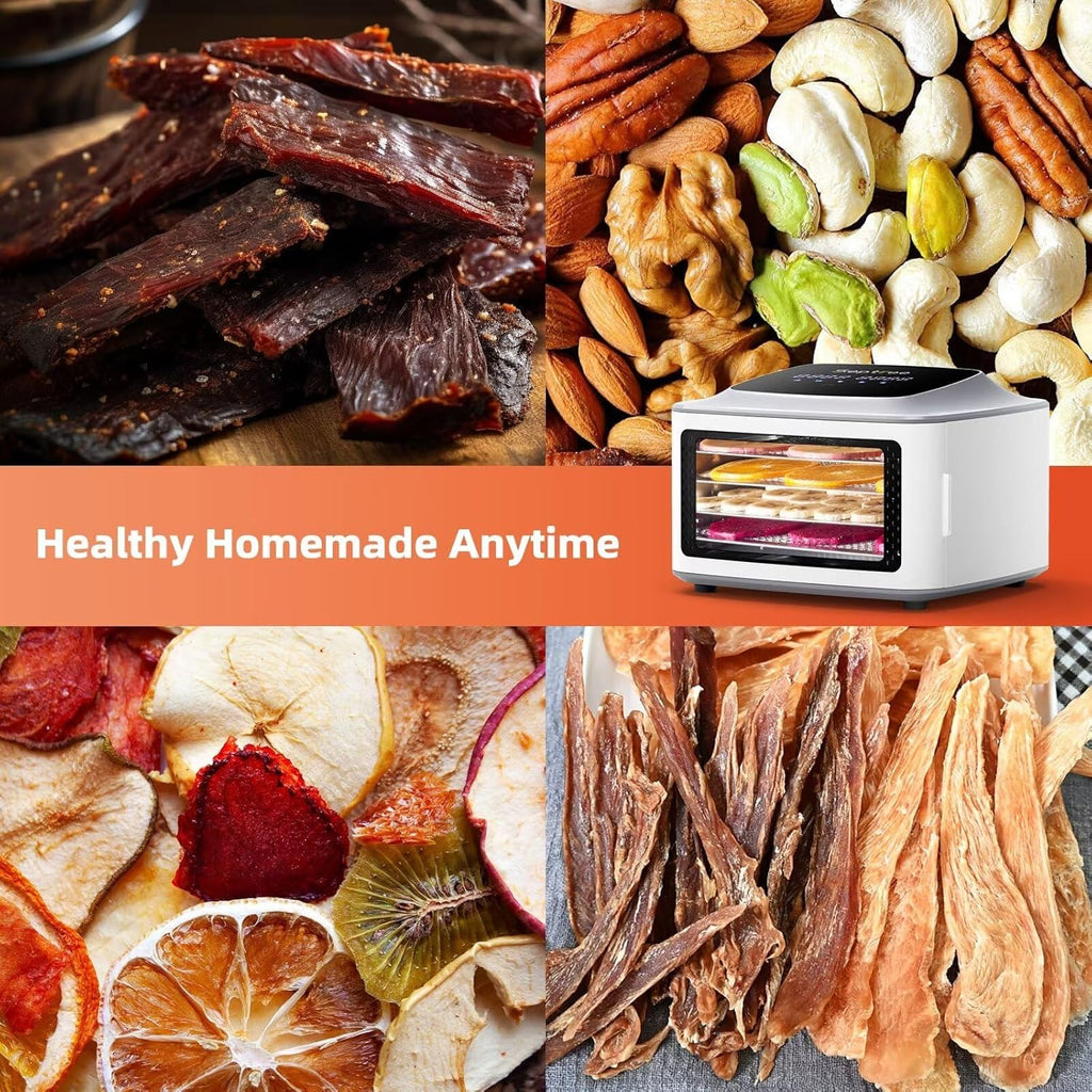 4-Layer Food Dehydrator with Stainless Steel Trays, 400W, Timer Control for Jerky, Herbs, Meat, Fruit, Veggies R676429