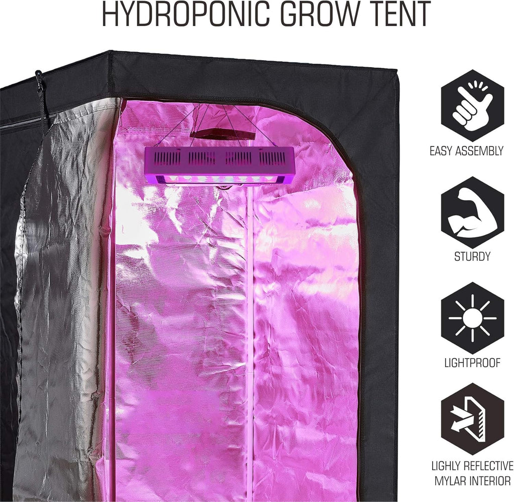 24"x24"x48" Hydroponic Grow Tent with Floor Tray M831