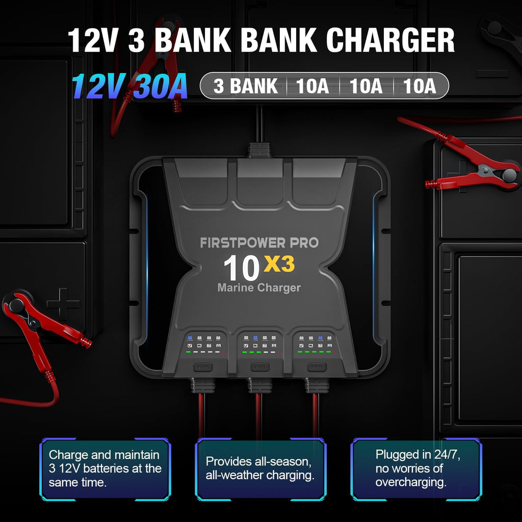 Marine Battery Charger 30A, 12V Waterproof Onboard Charger G29080