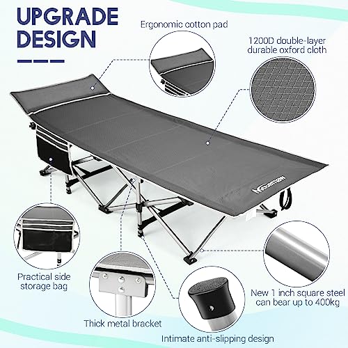 Folding Camping Cot for Adults, Heavy Duty with Pad and Carry Bag S3757