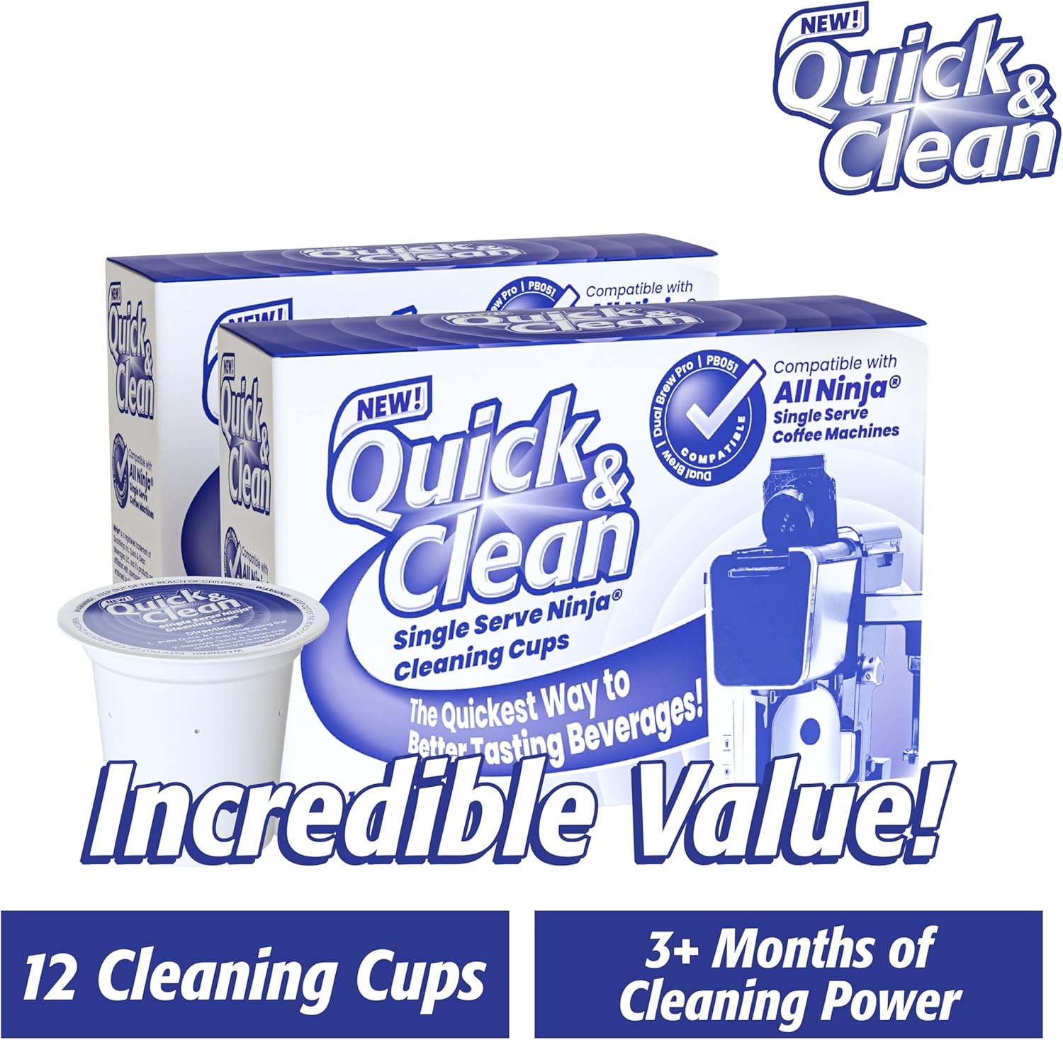 12-Pack Cleaning Pods for Single-Serve Coffee Machines, Removes Stains, Eco-Friendly V46412
