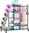 PLKOW Weight Rack for Dumbbells, Home Gym Storage for Dumbbells Yoga Mat Kettlebells and Gym Equipment, Golf Bag Stand and Dumbbell Rack for Garage Home Gym