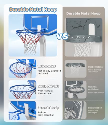 Swimming Pool Basketball & Volleyball Game Set with Hoop, Balls, Net, and Pump H4212