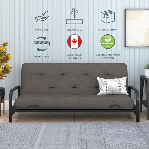Futon Mattress with Pocket Spring Coil, Full, Taupe Gray S1575