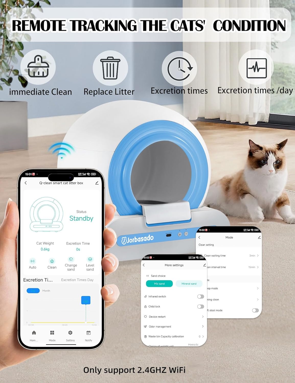 Automatic Self Cleaning Cat Litter Box with App Odor Control H7220